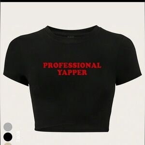 Black 'Professional Yapper' Cropped T-Shirt
